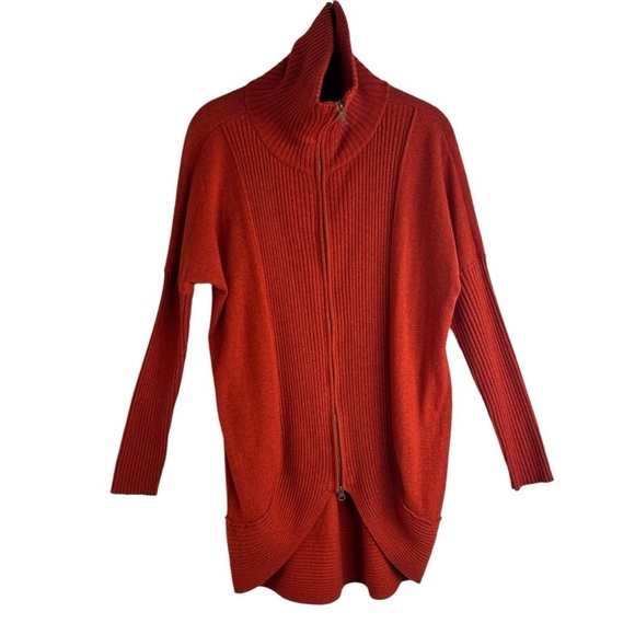 ETCETERA Wool Cashmere Cocoon Oversized Orange Cardigan Sweater Size: Small - Picture 1 of 12